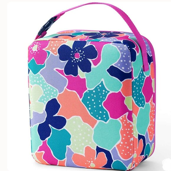 Lands End EZ Wipe Lunch Box Lunch Bag "Brilliant Blue Camo Floral " NWT - Picture 8 of 10